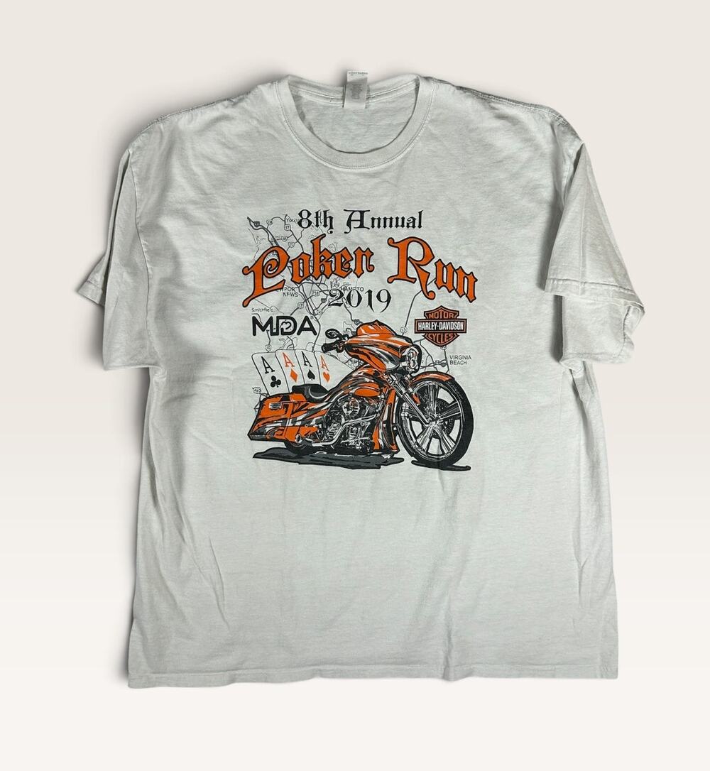 Vintage Harley Davidson 8th Annual Poker Run 2019 Bayside Charity T-Shirt 2XL